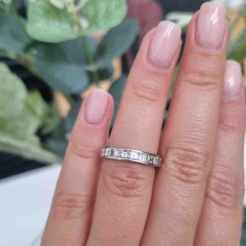 2.20ct Square Cut Diamond Full Eternity Band Ring