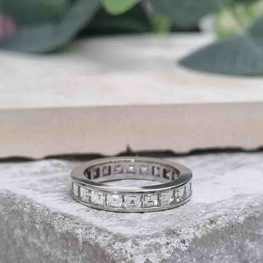 2.20ct Square Cut Diamond Full Eternity Band Ring
