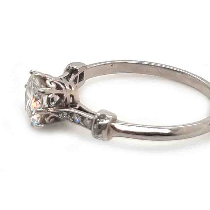 Art Deco 1.10ct Old European Cut Diamond Solitaire Engagement Ring