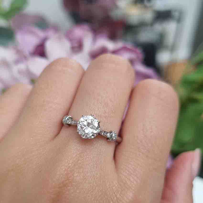 Art Deco 1.10ct Old European Cut Diamond Solitaire Engagement Ring