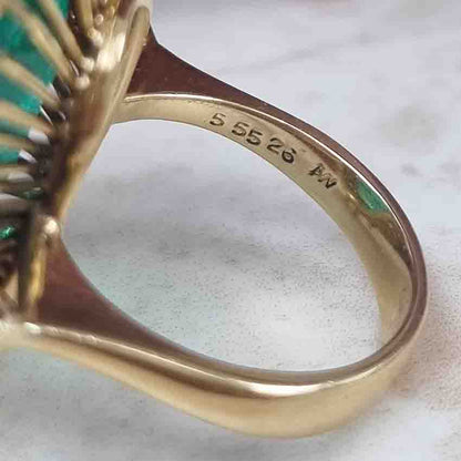 Vintage Colombian Emerald and Diamond Cluster Ring, 21.00 carats