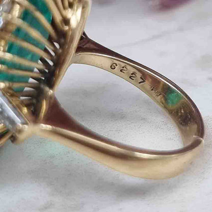 Vintage Colombian Emerald and Diamond Cluster Ring, 21.00 carats