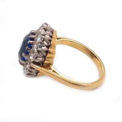 Vintage 3.62ct Sapphire and Diamond Cluster Engagement Ring