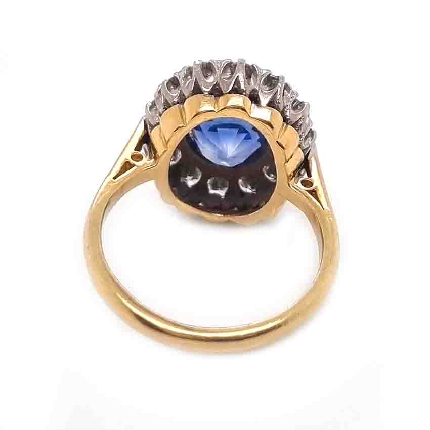 Vintage 3.62ct Sapphire and Diamond Cluster Engagement Ring