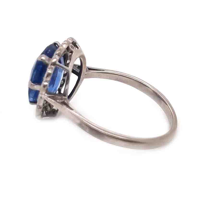Antique 4.30ct Sapphire and Diamond Cluster Ring