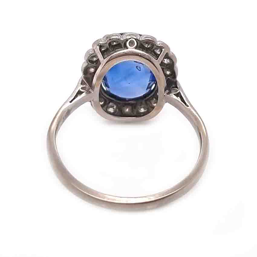 Antique 4.30ct Sapphire and Diamond Cluster Ring