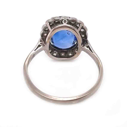 Antique 4.30ct Sapphire and Diamond Cluster Ring
