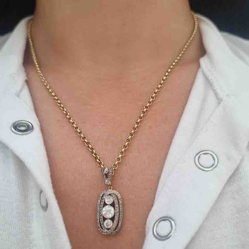 Antique Edwardian Diamond Plaque Pendant