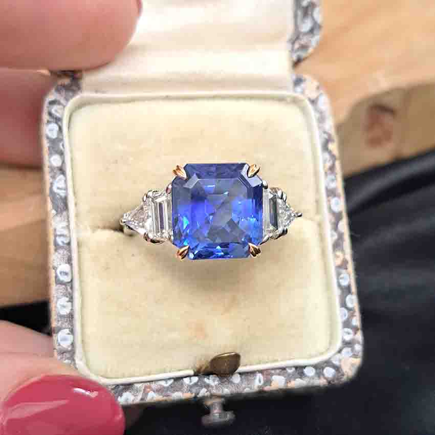 Vintage Cartier 7 Carat Sapphire Burma No Heat and Diamond Ring