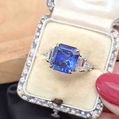 Vintage Cartier 7 Carat Sapphire Burma No Heat and Diamond Ring