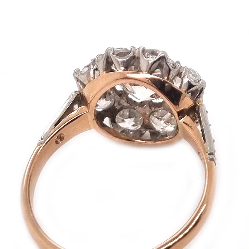 Antique Old Cut Diamond Cluster Engagement Ring, 2.79 carat total