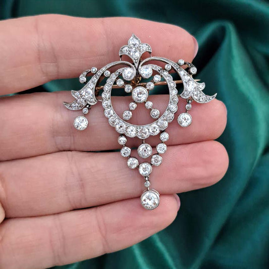 Belle Epoque 4.35ct Diamond Pendant come Brooch