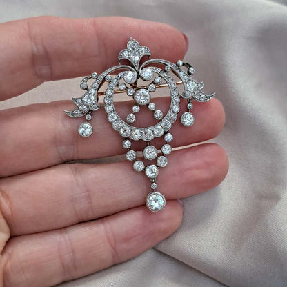 Belle Epoque 4.35ct Diamond Pendant come Brooch