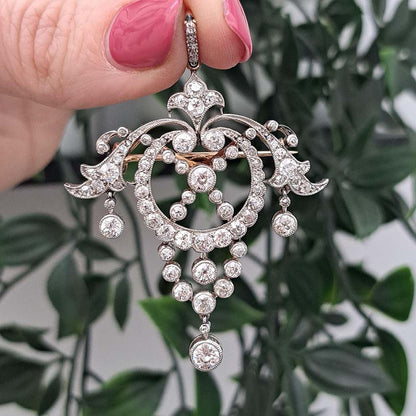 Belle Epoque 4.35ct Diamond Pendant come Brooch