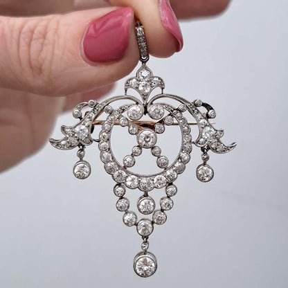 Belle Epoque 4.35ct Diamond Pendant come Brooch