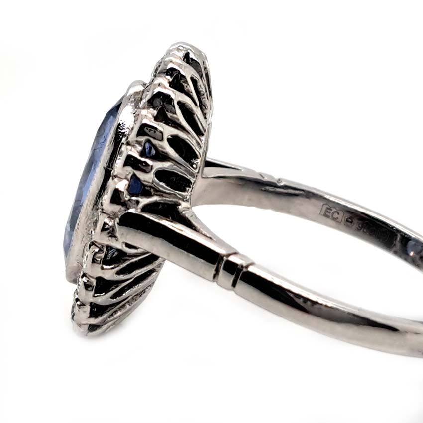 2.10ct Oval Sapphire and Diamond Cluster Ring in Platinum