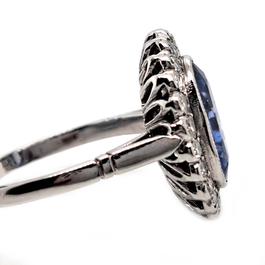 2.10ct Oval Sapphire and Diamond Cluster Ring in Platinum