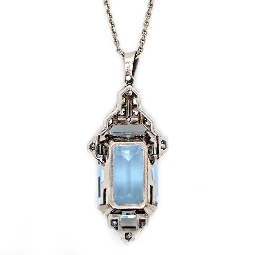 Art Deco Aquamarine and Diamond Pendant