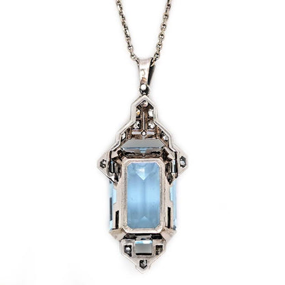 Art Deco Aquamarine and Diamond Pendant