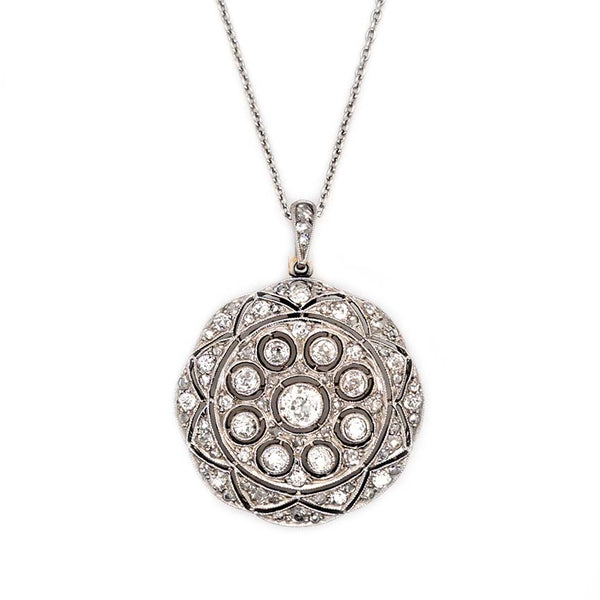 Belle Epoque Antique Old Cut Diamond Circular Pendant