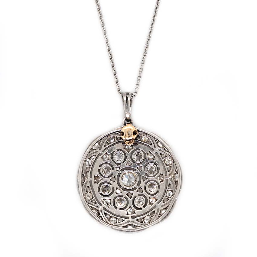 Belle Epoque Antique Old Cut Diamond Circular Pendant