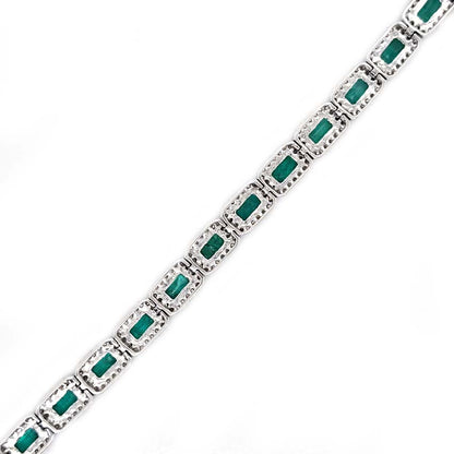 Modern 6.30ct Emerald and Diamond Cluster Line Bracelet
