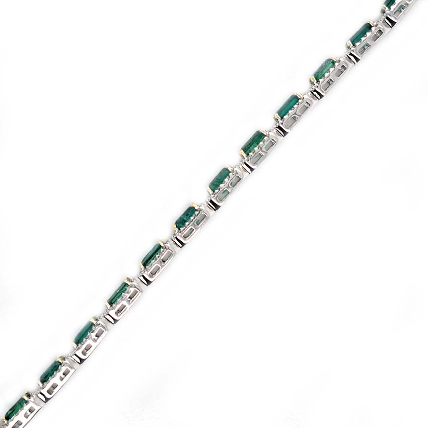 Modern 6.30ct Emerald and Diamond Cluster Line Bracelet