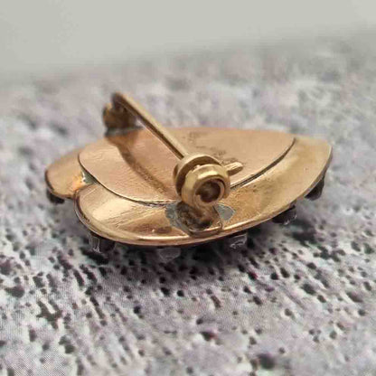 Victorian Antique Green and White Enamel Heart Brooch with Diamonds