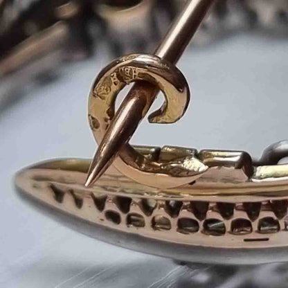 Victorian Antique 1ct Old Cut Diamond Crescent Moon Brooch