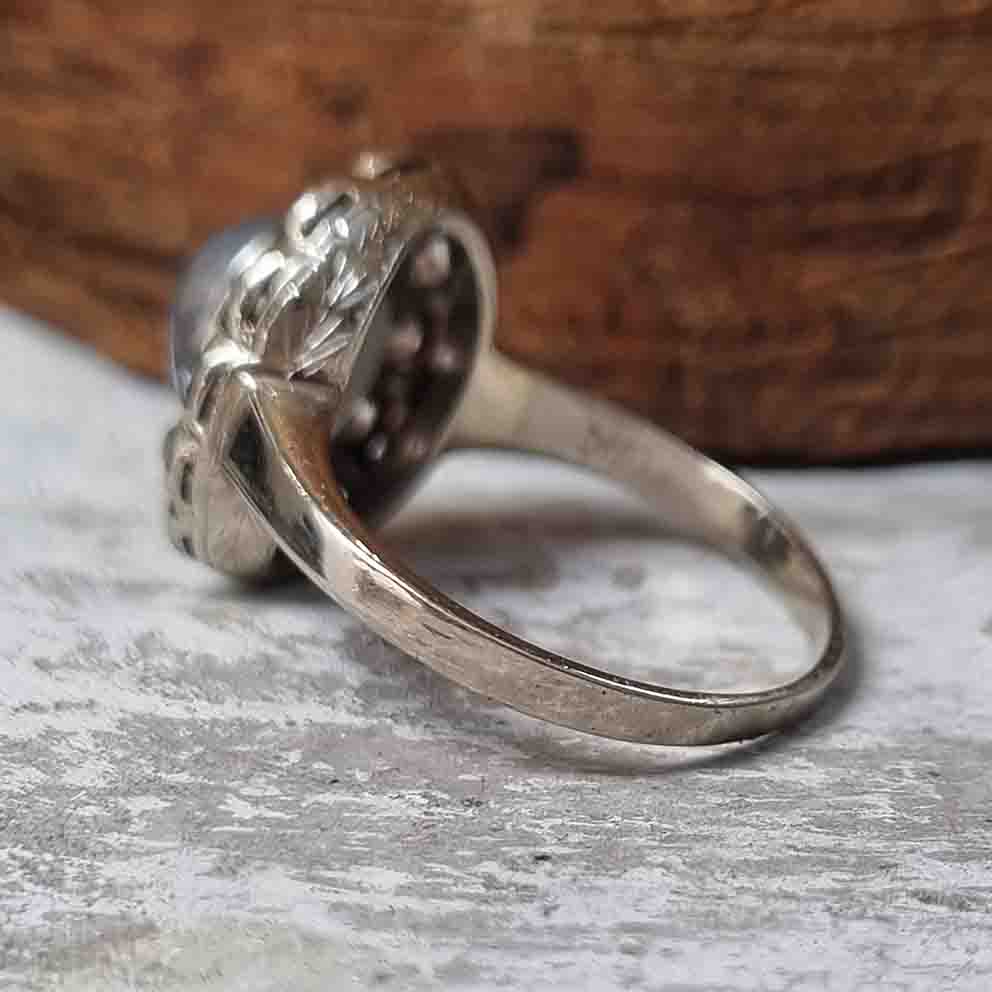 Late Art Deco Star Sapphire and Diamond Cluster Ring