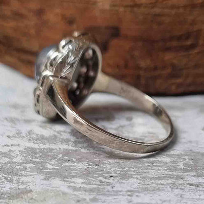 Late Art Deco Star Sapphire and Diamond Cluster Ring