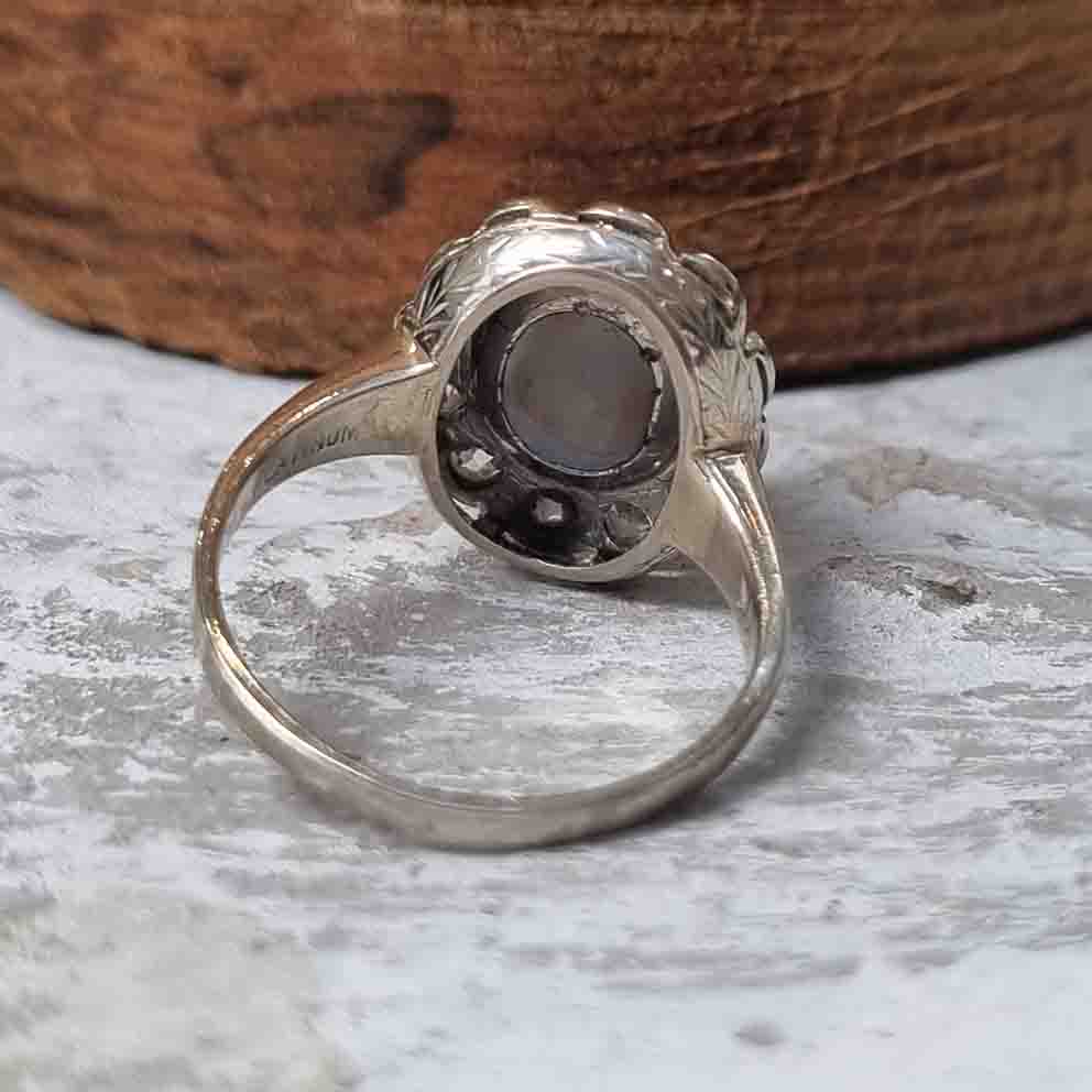 Late Art Deco Star Sapphire and Diamond Cluster Ring