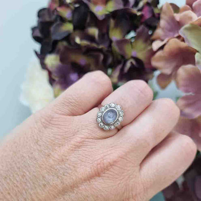 Late Art Deco Star Sapphire and Diamond Cluster Ring