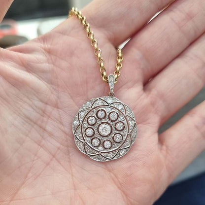 Belle Epoque Antique Old Cut Diamond Circular Pendant