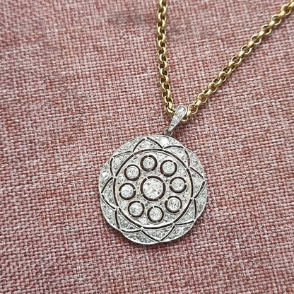Belle Epoque Antique Old Cut Diamond Circular Pendant