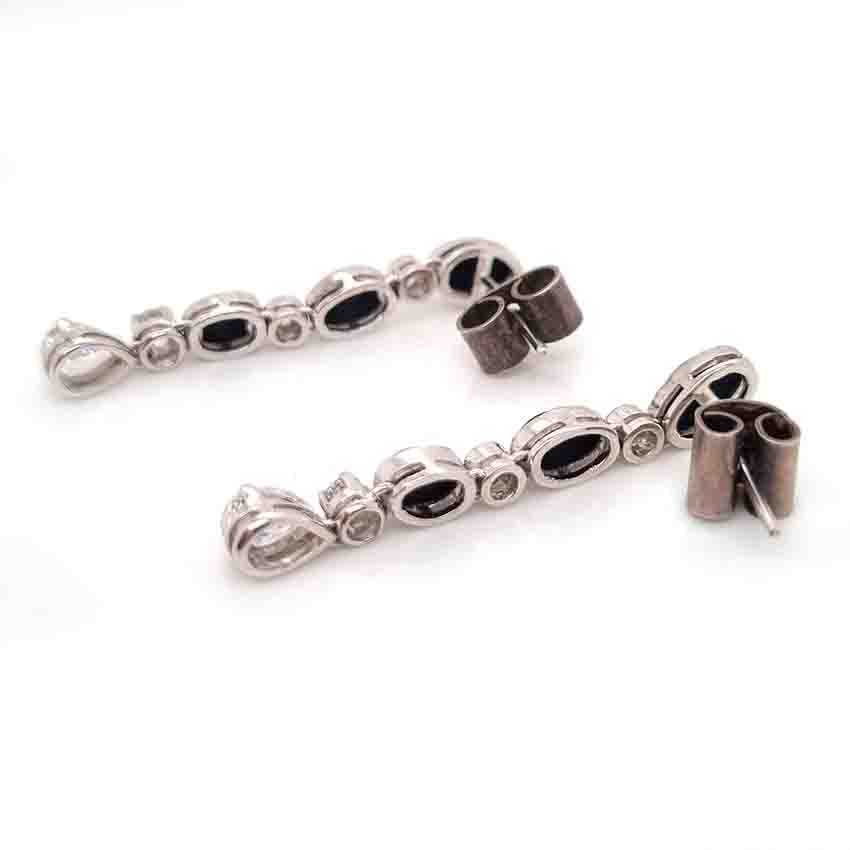 Vintage Black Onyx and Diamond Drop Earrings in Platinum