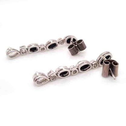 Vintage Black Onyx and Diamond Drop Earrings in Platinum