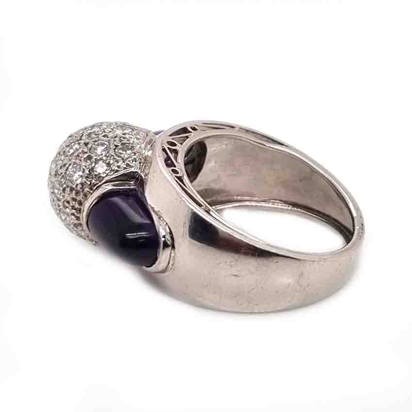 Vintage 1950s Diamond Ball and Amethyst Bombe Cocktail Ring