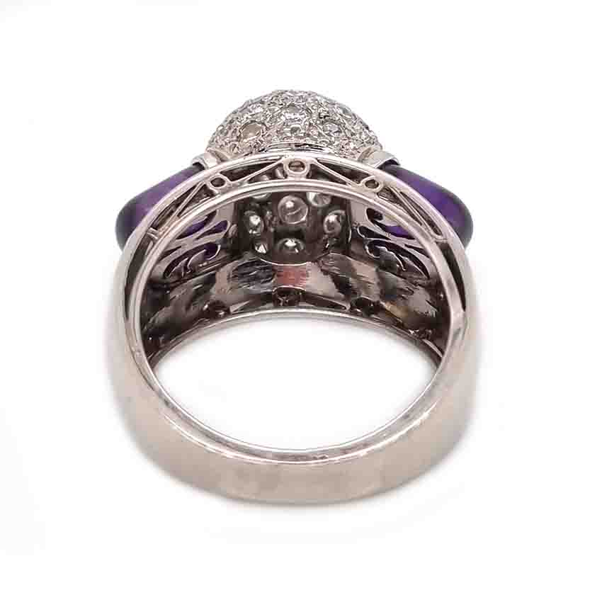 Vintage 1950s Diamond Ball and Amethyst Bombe Cocktail Ring