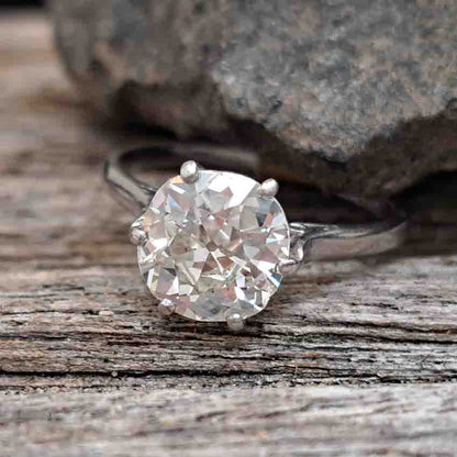 Art Deco 2.2ct Old Mine Cut Diamond Solitaire Engagement Ring