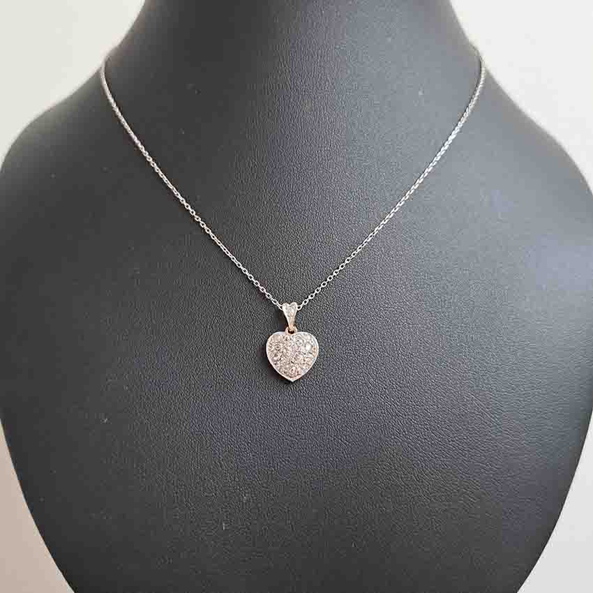 Antique Art Deco Old Mine Cut Diamond Heart Pendant