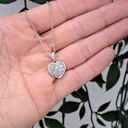Antique Art Deco Old Mine Cut Diamond Heart Pendant