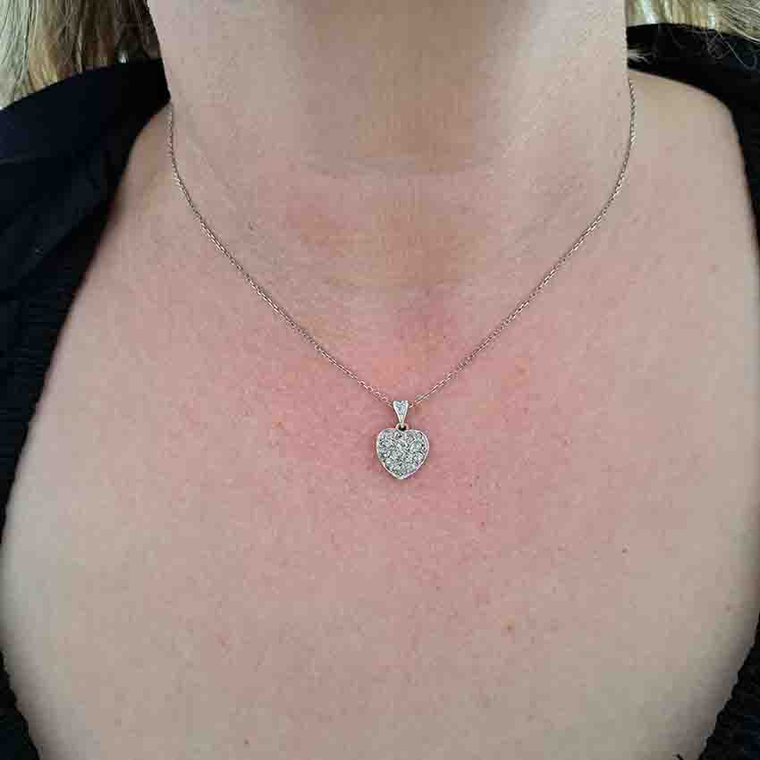 Antique Art Deco Old Mine Cut Diamond Heart Pendant