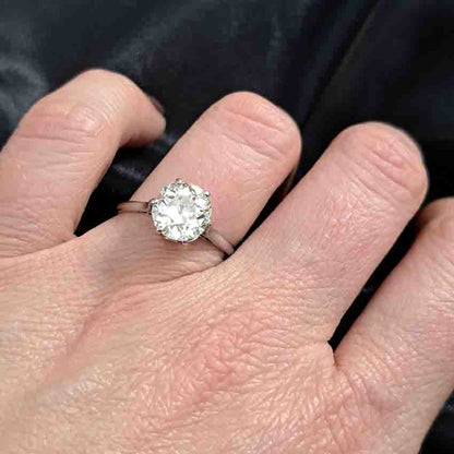 Art Deco 2.2ct Old Mine Cut Diamond Solitaire Engagement Ring