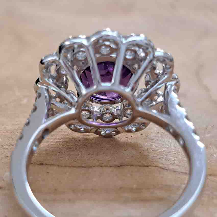 Vintage 2.25ct Amethyst and Diamond Cluster Cocktail Ring