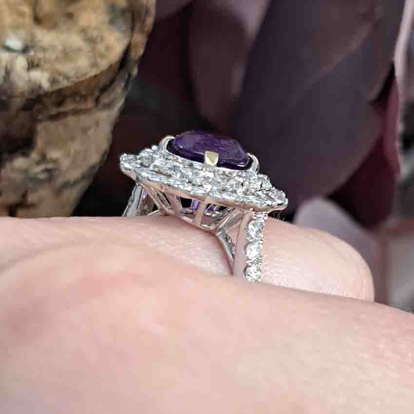 Vintage 2.25ct Amethyst and Diamond Cluster Cocktail Ring