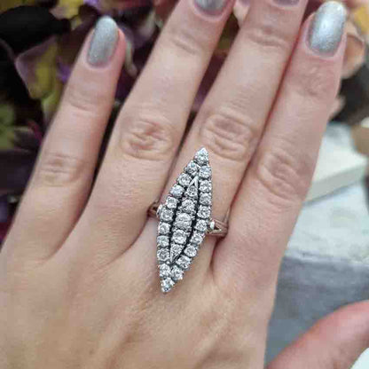 Vintage 1940s Diamond Marquise Cluster Navette Ring