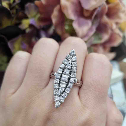 Vintage 1940s Diamond Marquise Cluster Navette Ring