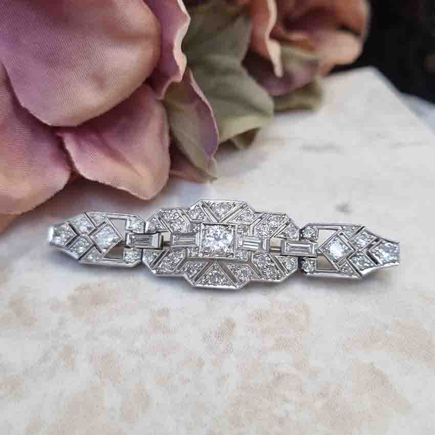 Vintage Diamond Brooch in Platinum