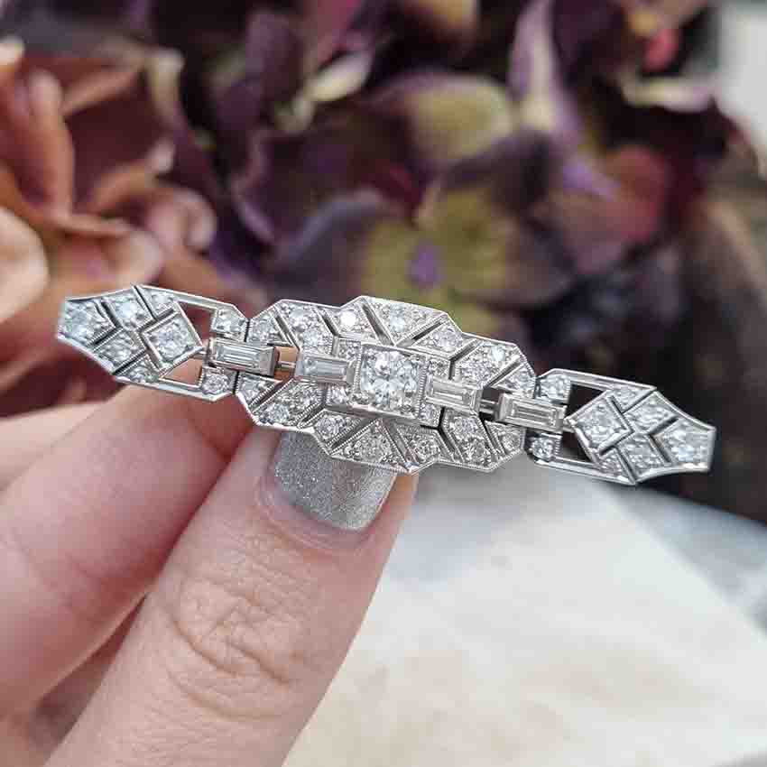 Vintage Diamond Brooch in Platinum